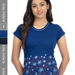 IndiWeaves Pack Of 2 Printed Pure Cotton T-shirts-image-42