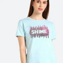 shashvi Women Turquoise Blue Embellished Round Neck T-shirt-picture-43
