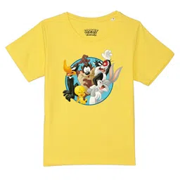 Looney Tunes by Wear Your Mind Boys Yellow Printed Pure Cotton T-shirt-image-96