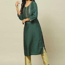 Rangriti Geometric Printed Round Neck Straight Kurta-picture-28