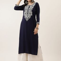 Mandvi Ethnic Motifs Yoke Design Thread Work Straight Kurta-image-31