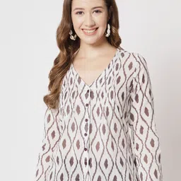 CHARMGAL Abstract Printed Shirt Style Cotton Top-picture-18