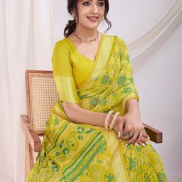 TASRIKA Pure Chiffon Viscose Border Floral Printed Saree-picture-0