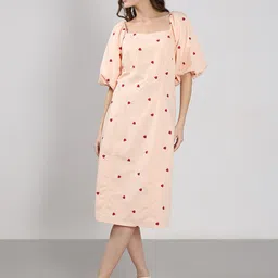 Vero Moda Print Puff Sleeve Sheath Midi Dress-image-86