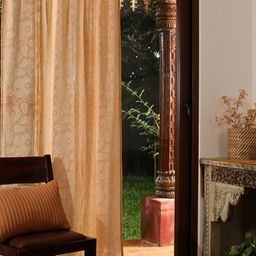 Peepul Tree Peach-Coloured Floral Sheer Door Curtain-16