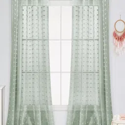 HOUSE OF QUIRK Sea Green Set of 2 Sheer Long Door Curtain-image-58