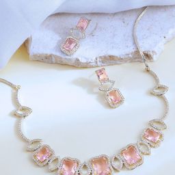 ORANGENYSHA Rhodium-Plated American Diamond & Cubic Zirconia-Studded Jewellery Set-image-43