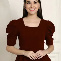 Mast & Harbour Women Puff Sleeve Peplum Top-picture-25