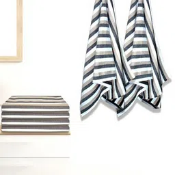 Athom Living Beige & White 5 Striped Cotton 210 GSM Bath Towel-image-20