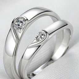 kazare Set Of 2 Rhodium-Plated Stone Studded Couple Finger Rings-24