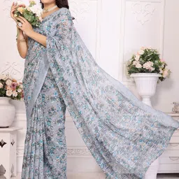 KALINI Floral Poly Georgette Saree-image-80