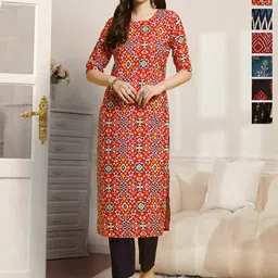 7Threads Selection Of 6 Ethnic Motifs Printed Round Neck Straight Kurta-image-80