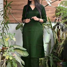 SHALIG Women V-Neck Regular A-Line Kurta with Trousers-image-35