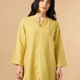 COTTONS DAILY Mandarin Collar Linen Kurti-picture-44