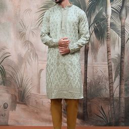 Sangria Sequins Chikankari Work Kurta-picture-24