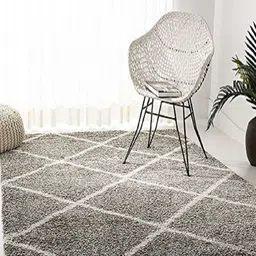 Banchmark Home Furnishings Silver-Toned Traditional Shaggy Woollen Carpet-image-3