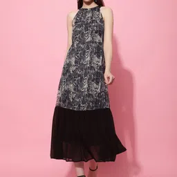 JAKANARY Women Printed Round Neck Sleeveless Fit & Flare Midi Dress-image-24