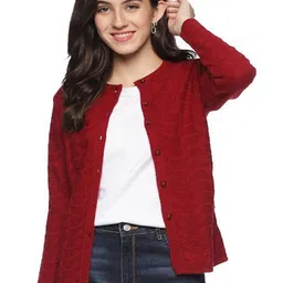 CLAPTON Women Self Design Woollen Cardigan-16