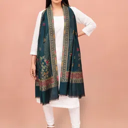 Kala Maison Floral Embroidered Woolen Shawl-picture-34