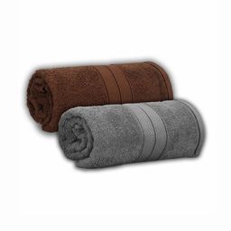 Dollar Brown & Grey 2 Pieces Cotton 600 GSM Bath Towel-9