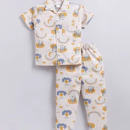NAUTI KIDZ Boys Conversational Printed Pure Cotton Half Sleeves Night suit-4