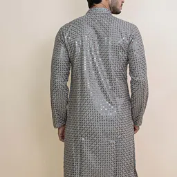 KUNDALI KAKSHAY Men Embroidered Regular Sequinned Kurta with Pyjamas image 2
