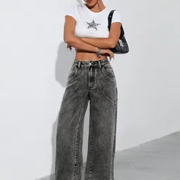 SZN Women Regular Fit High-Rise Low Distress Heavy Fade Jeans-17