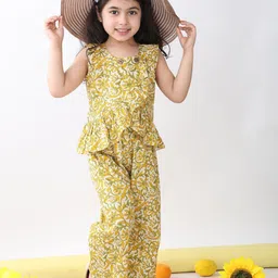Sangria Girls Printed Pure Cotton Top & Palazzo Clothing Set-image-92