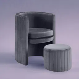 nestroots Grey Wooden Lounge Chair With Ottoman Footrest-16