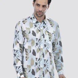 Numero Uno Abstract Printed Spread Collar Long Sleeves Slim Fit Cotton Casual Shirt-image-78