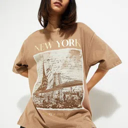 max Women Graphic Printed Round Neck Cotton Oversized T-shirt-image-73