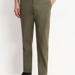 Allen Solly Men Solid Cotton Mid-Rise Slim Fit Formal Trousers-image-93