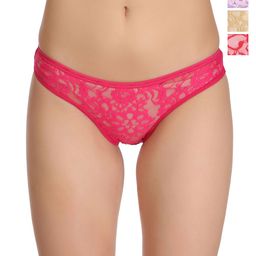 Selfcare Pack of 4 Mid-Rise Net Self Design Panties Bikini Briefs Set SN2396-L-image-78