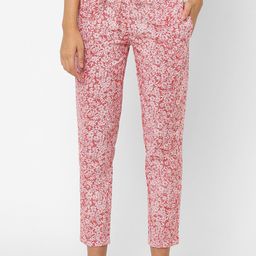 URBAN SCOTTISH Women Red Floral Printed Pure Cotton Lounge Pants-12