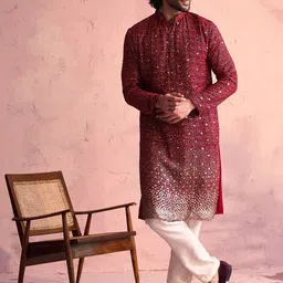 VASTRAMAY Embellished Regular Sequinned Kurta with Trousers-picture-7