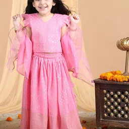 Kinder Kids Girls Embroidered Ready to Wear Lehenga & Blouse With Dupatta-picture-45