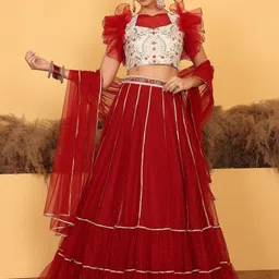 Ethnovog Embroidered Thread Work Ready to Wear Lehenga & Blouse With Dupatta-picture-12