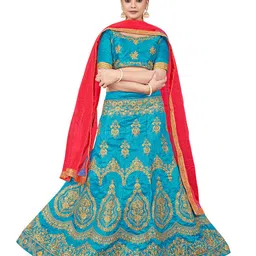 MANVAA Embroidered Zari Semi-Stitched Silk Lehenga & Unstitched Blouse With Dupatta-picture-18