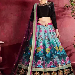FABPIXEL Embellished Thread Work Semi-Stitched Lehenga & Unstitched Blouse With Dupatta-15