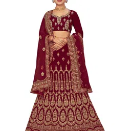 MANVAA Embroidered Thread Work Semi-Stitched Lehenga & Unstitched Blouse With Dupatta-14