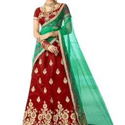 MANVAA Embroidered Thread Work Semi-Stitched Lehenga & Unstitched Blouse With Dupatta-picture-28