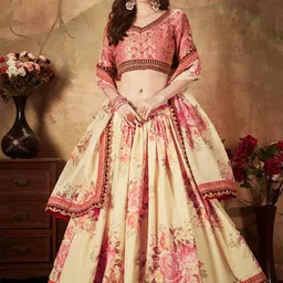 FABPIXEL Embroidered Thread Work Semi-Stitched Lehenga & Unstitched Blouse With Dupatta-picture-42