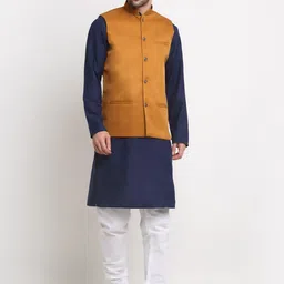 KRAFT INDIA Mandarin Collar Regular Kurta & Churidar With Nehru Jacket-picture-18