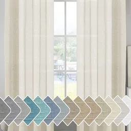 RIDHAAN Beige Set of 2 Sheer Door Curtain-11