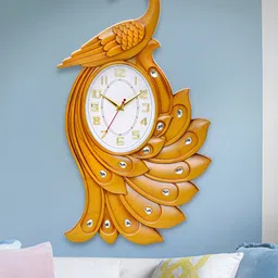Attractionz Beige and White Analogue Bird Wall Clock Core-image-7