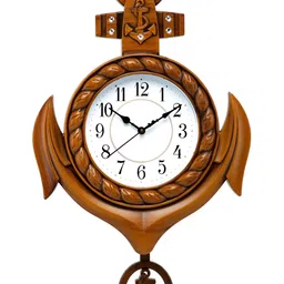 Attractionz Brown & White Textured Round Shaped Contemporary Wall Clock-picture-10