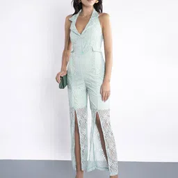 Stylecast X Hersheinbox Lace Detailed Cuban Collar with Halter Neck Slit Hem Jumpsuit-image-93