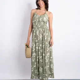 Stylecast X Hersheinbox Floral Print Halter Neck Smocked Maxi Dress-image-45