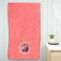 FABINALIV Peach-Coloured & Purple 1 Cotton 400 GSM Bath Towel-22