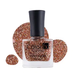 Color Fx New York Hyper Gloss Top Coat Glitter Finish Nail Enamel 9 ml-Rose Gold 173-6
